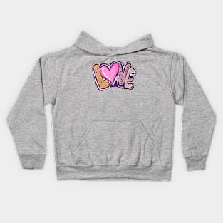 Retro Valentine Love with Hearts Kids Hoodie